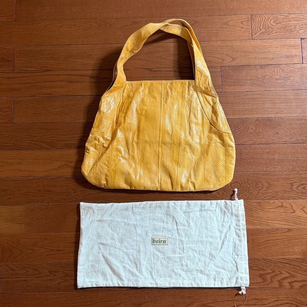Beirn Yellow Snakeskin Tote